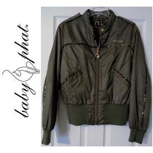 Army green bomber jacket baby phat animal print